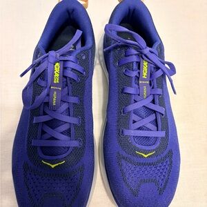 Hoka Blue and Yellow Running Shoes
